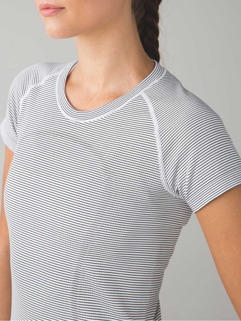 lululemon athletica Swiftly Striped Black White Short Sleeve 6